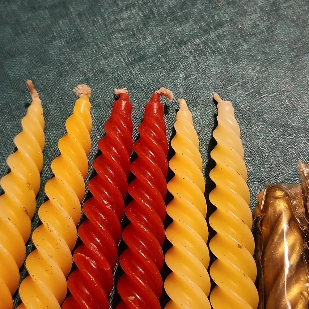 Elegant Spiral Candles Set - Red, Cream, and Gold (4 sets) Christmas